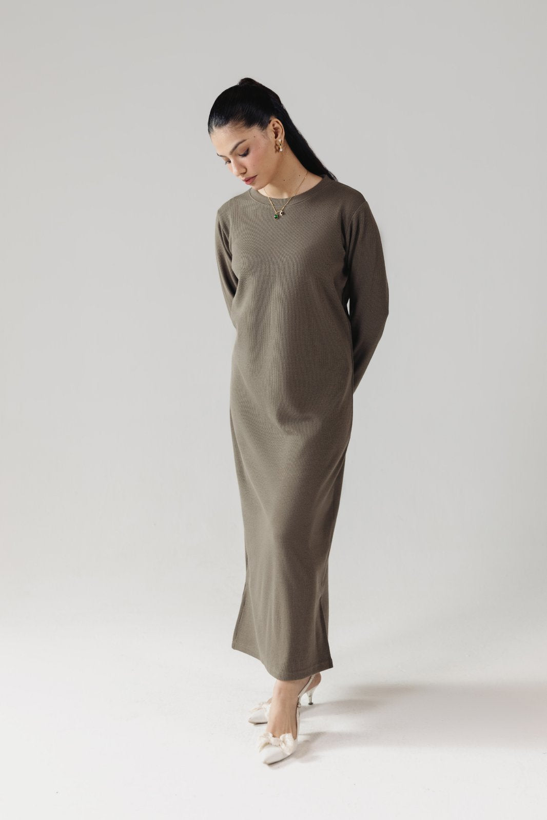 RIB KNIT MIDI DRESS