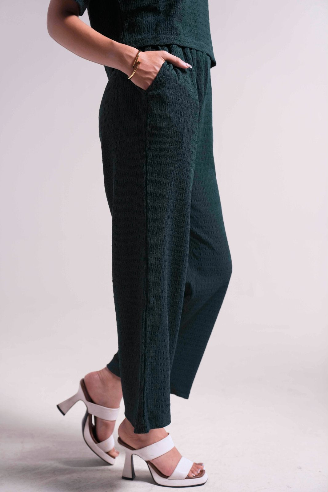 TEXTURED WIDE LEG PANT