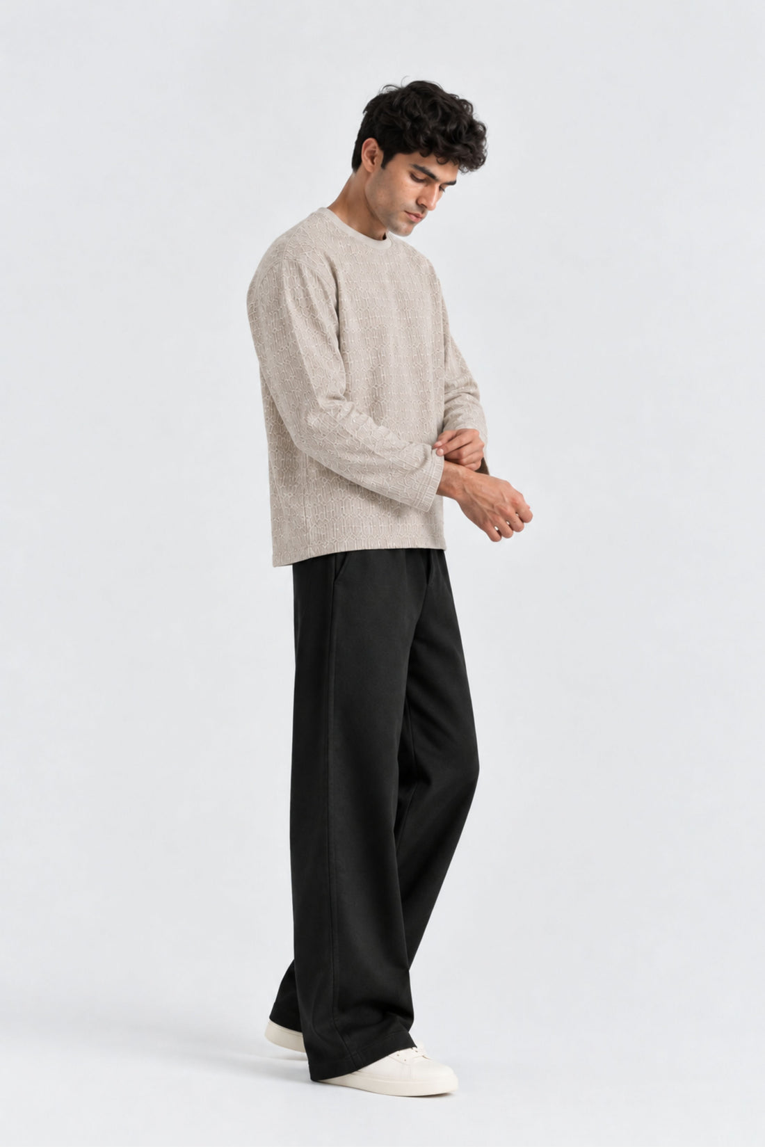 TEXTURED RIB LONG SLEEVE TEE