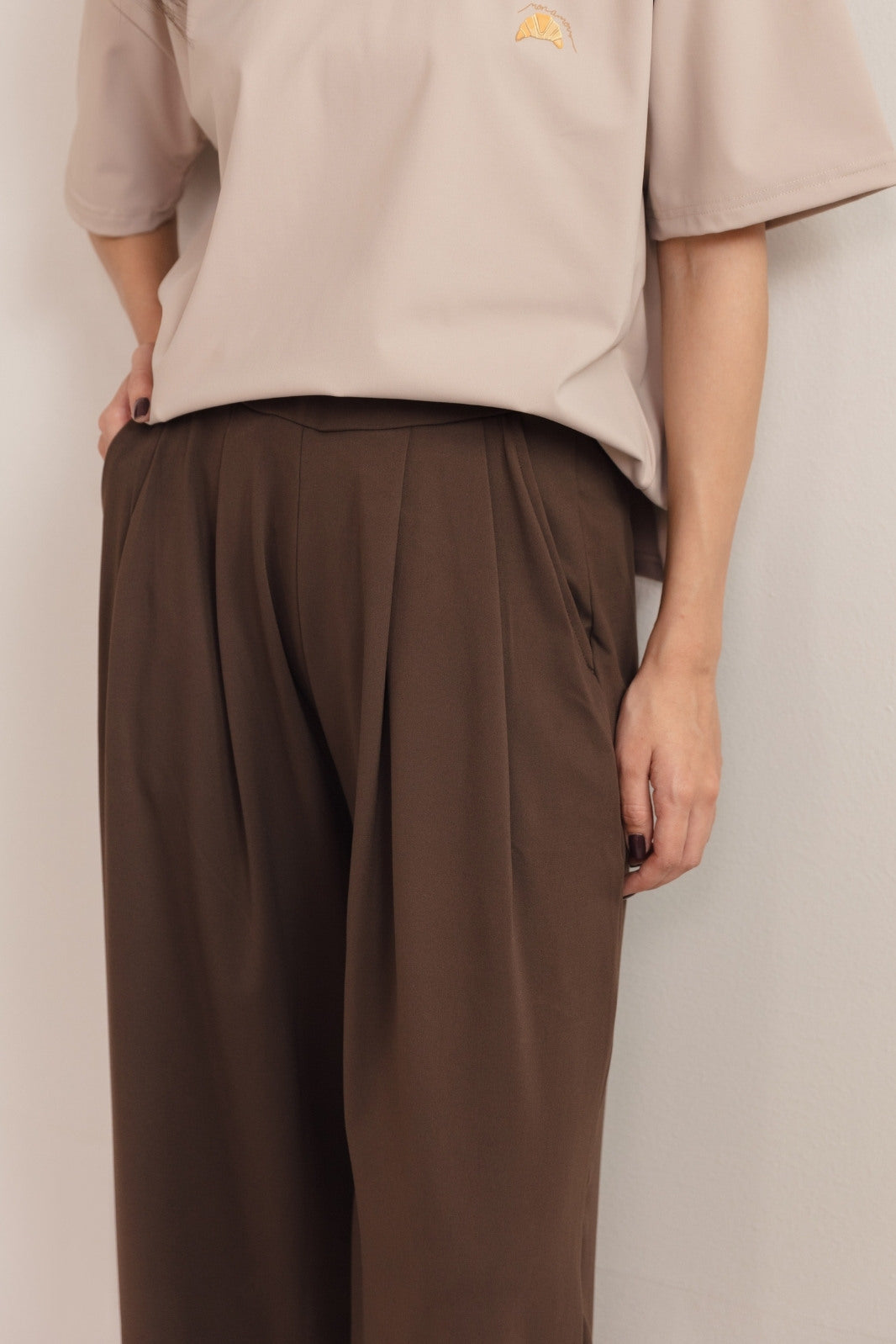 ELASTICATED SCUBA WIDE LEG PANTS