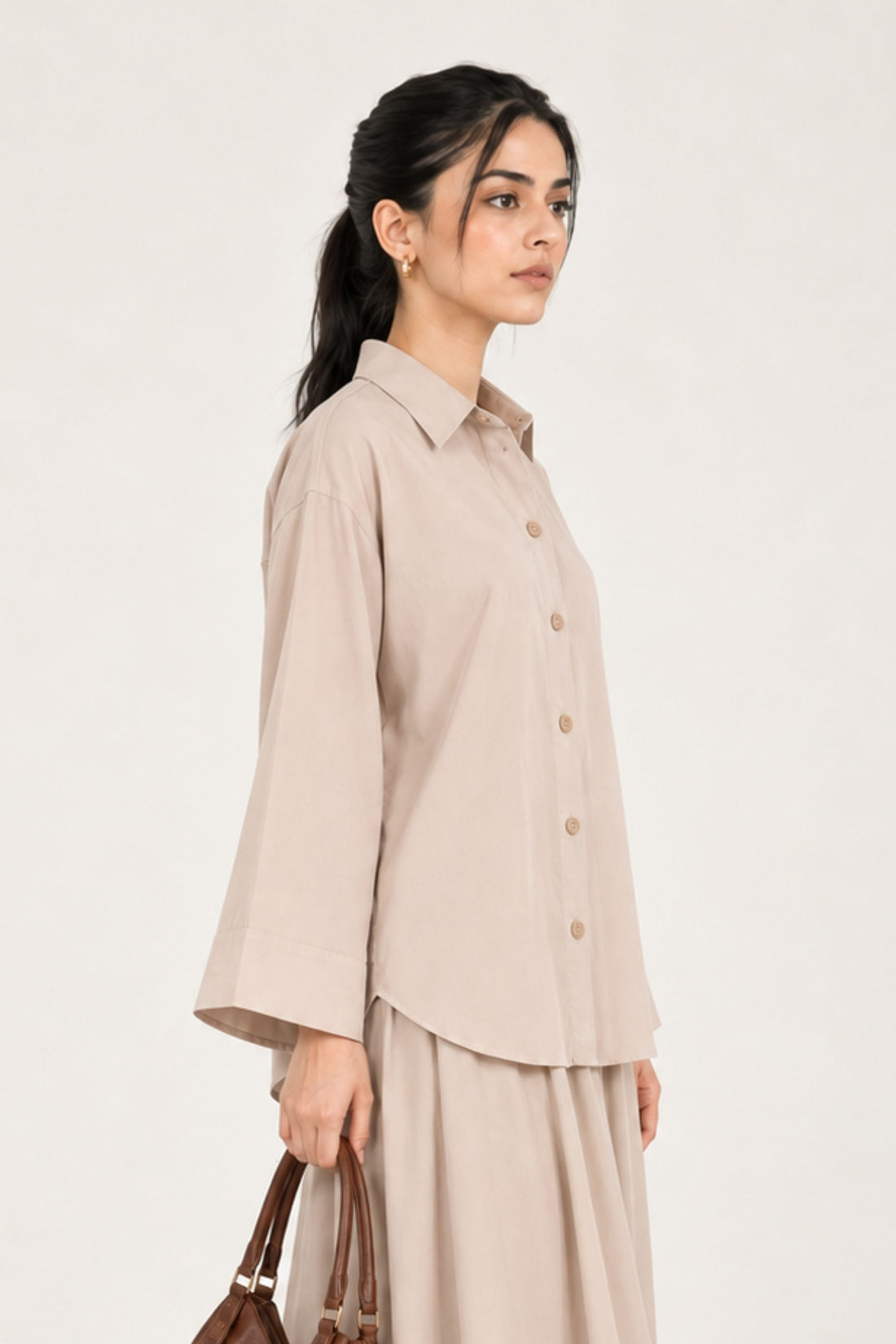 OPEN PLACKET BUTTON DOWN SHIRT