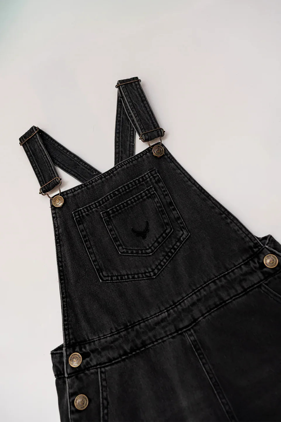 Women black denim overall - adjustable straps and front pocket