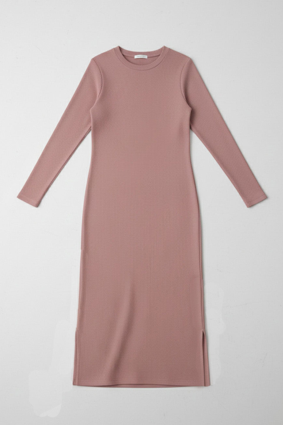 RIB KNIT MIDI DRESS PINK