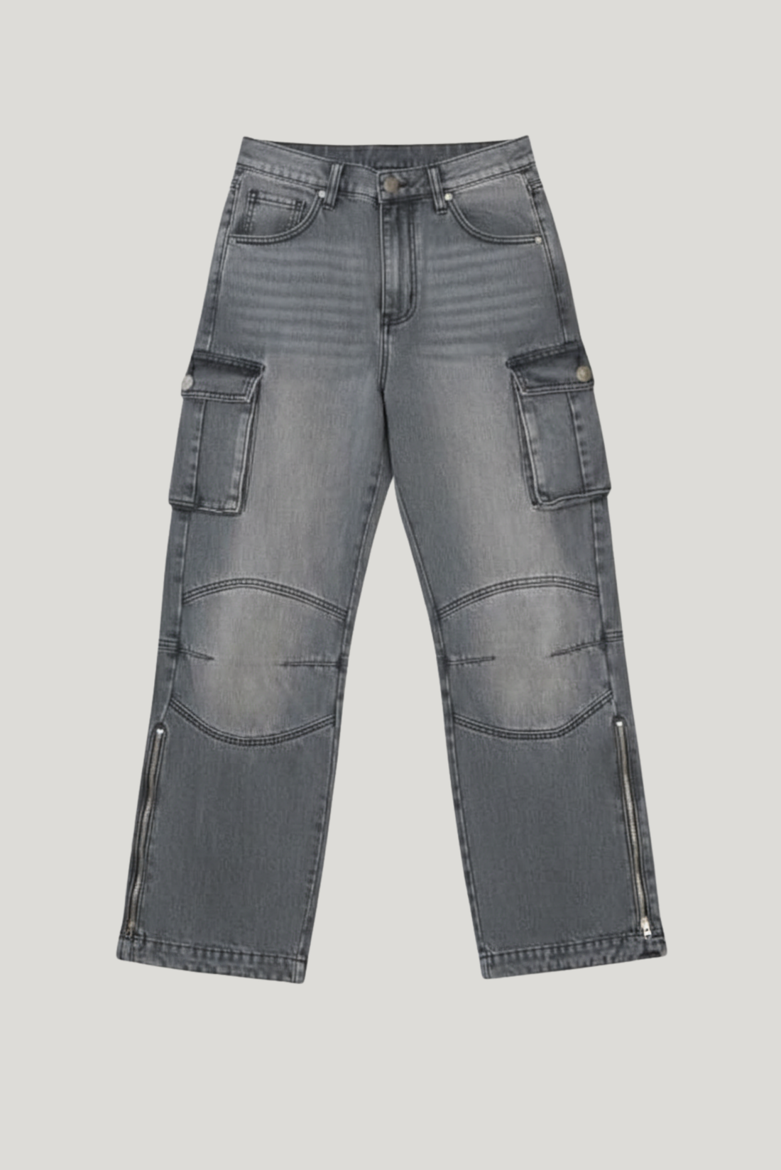 Grey wash cargo pant unisex pocket detail street style