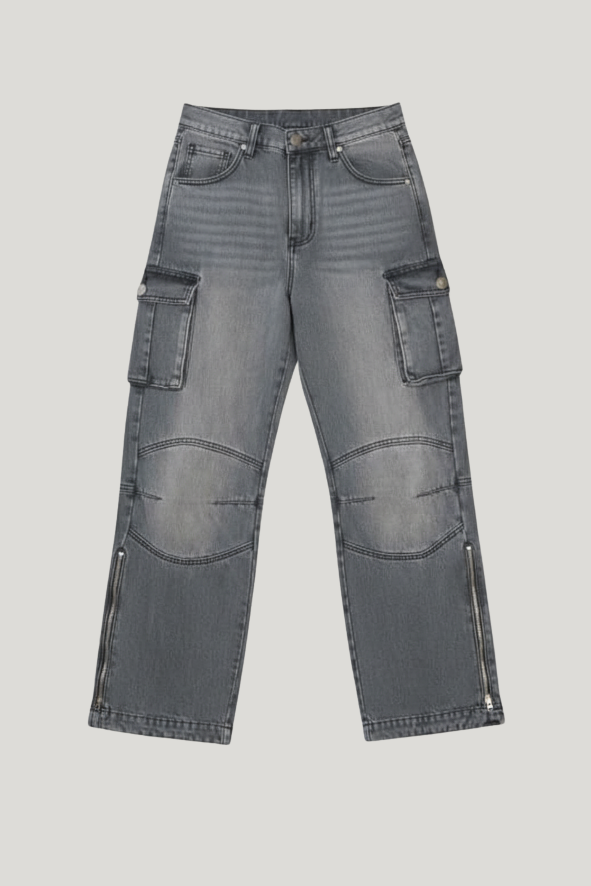 Grey wash cargo pant unisex pocket detail street style