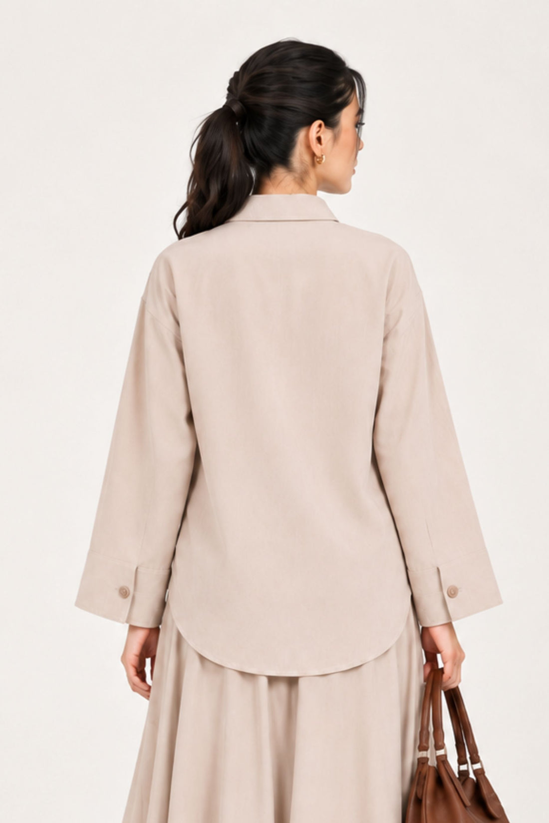 OPEN PLACKET BUTTON DOWN SHIRT