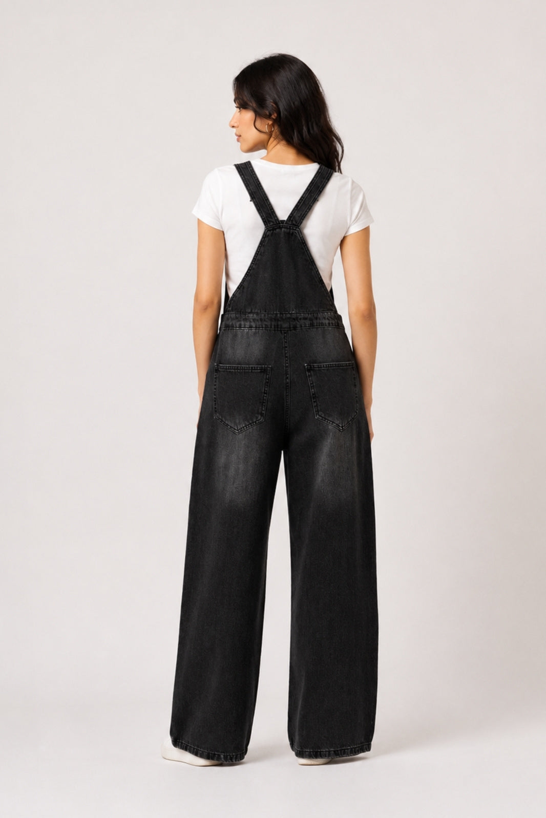 BLACK DENIM OVERALL