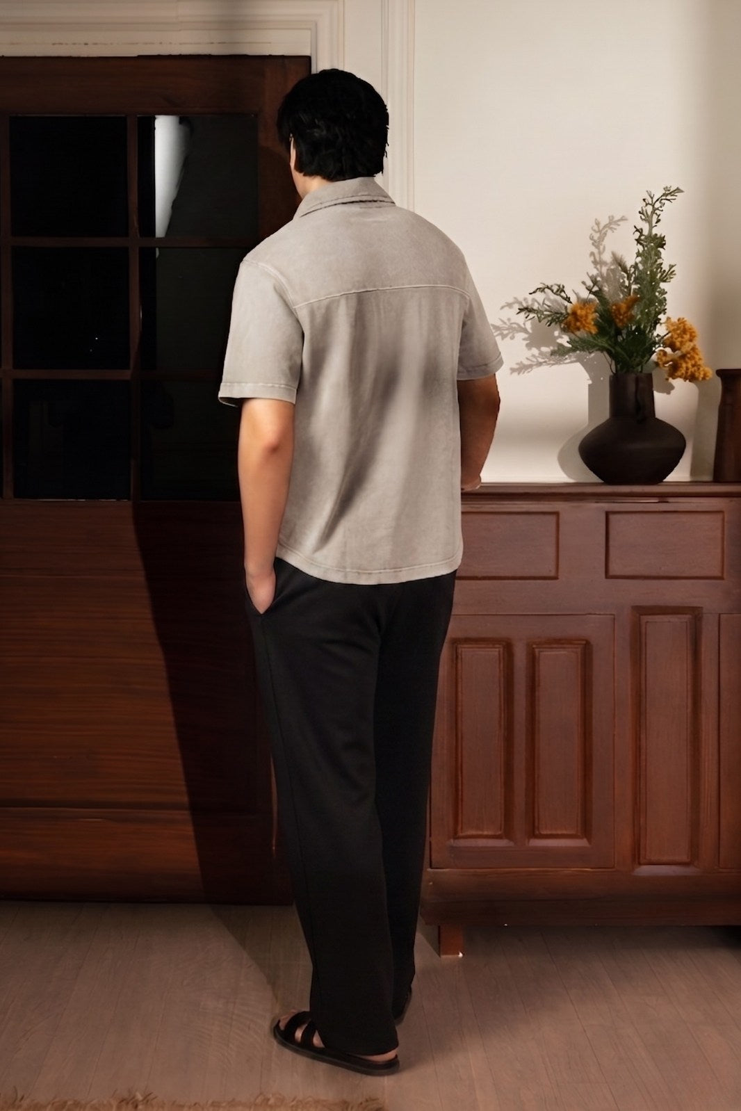 WASHED JERSEY BUTTON-DOWN SHIRT