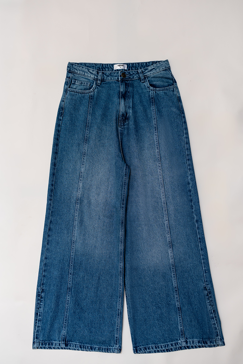 SIDE SLIT WIDE LEG JEANS