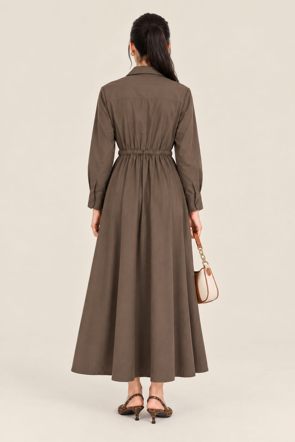 QUARTER BUTTON DOEN DRAWSTRING DRESS