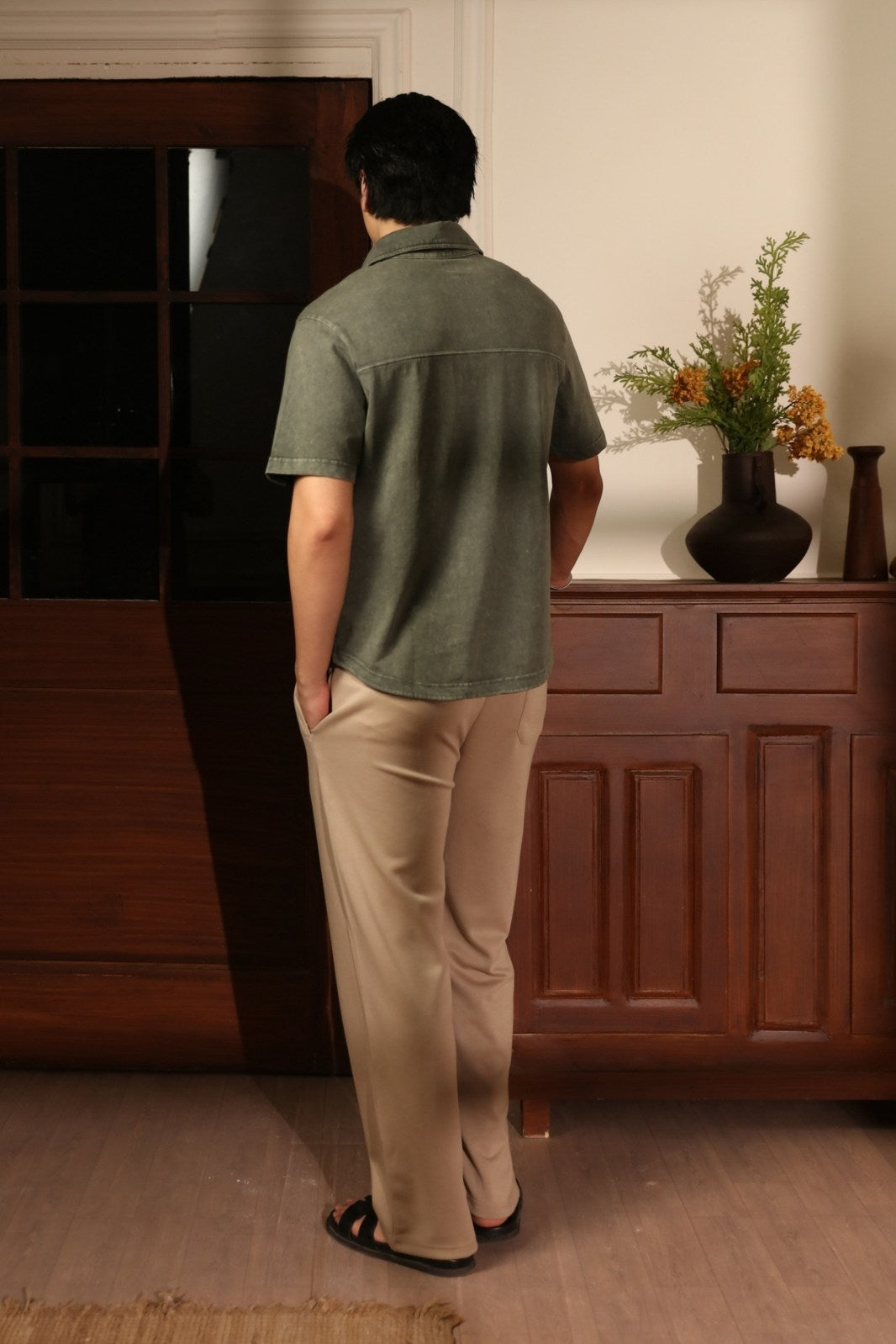 WASHED JERSEY BUTTON-DOWN SHIRT