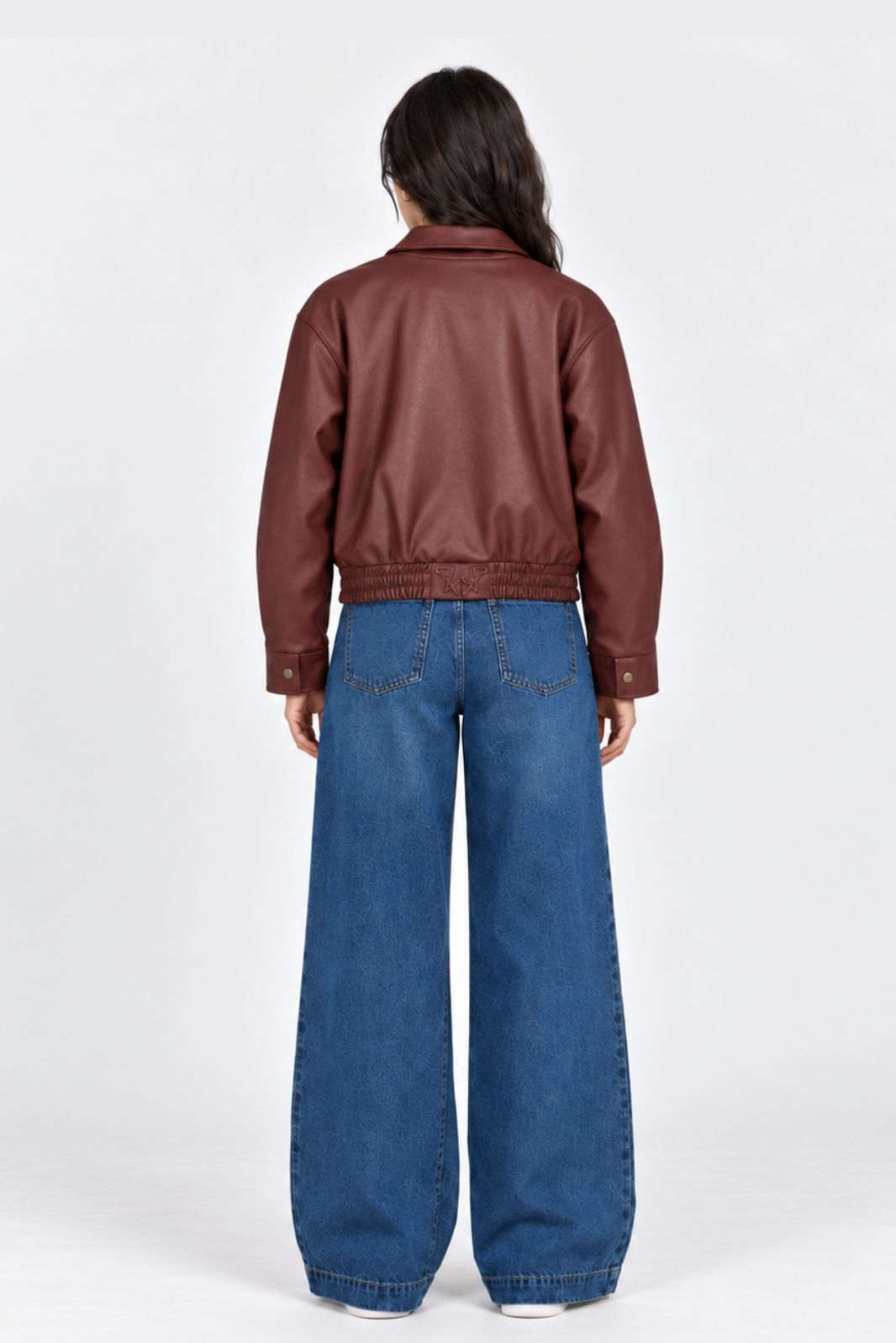 BOXY FIT CROPPED FAUX LEATHER JACKET