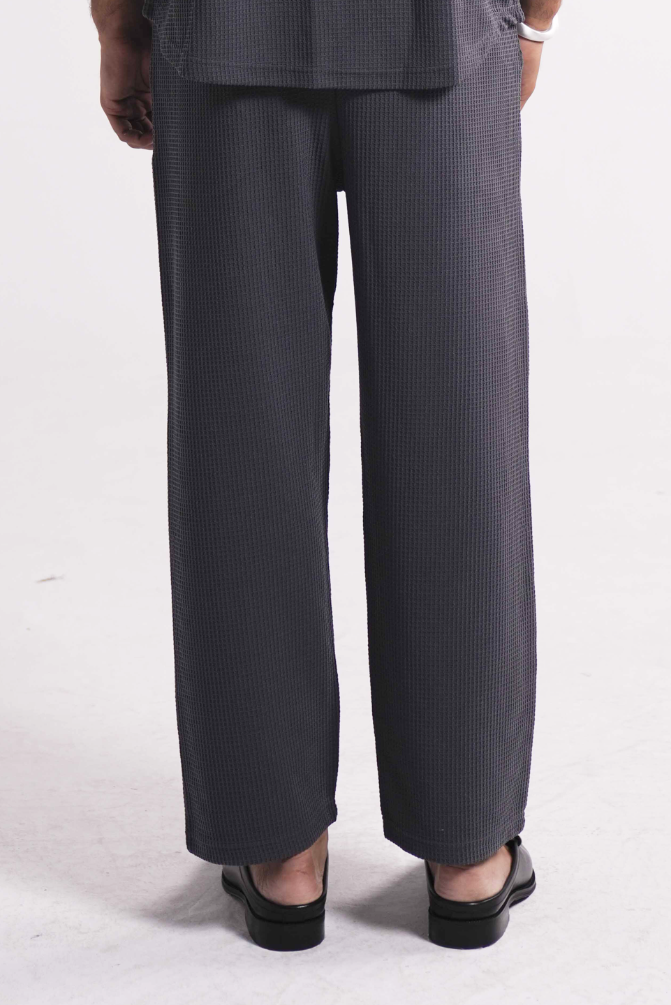 waffle knit cotton pants for men