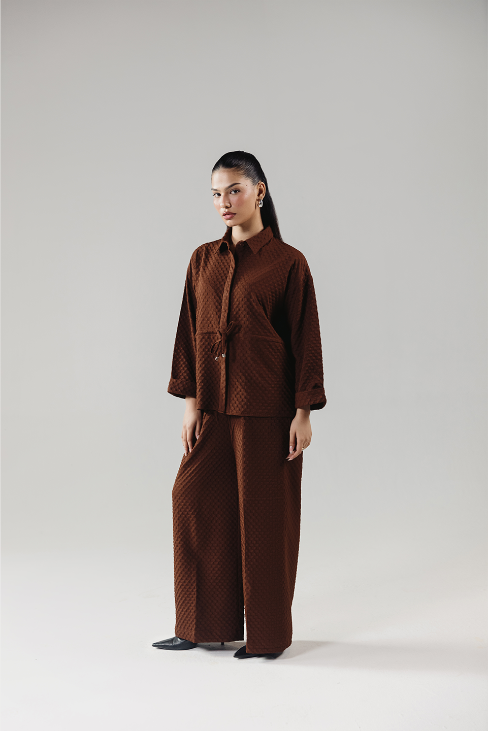 TEXTURED LOUNGE SET BROWN