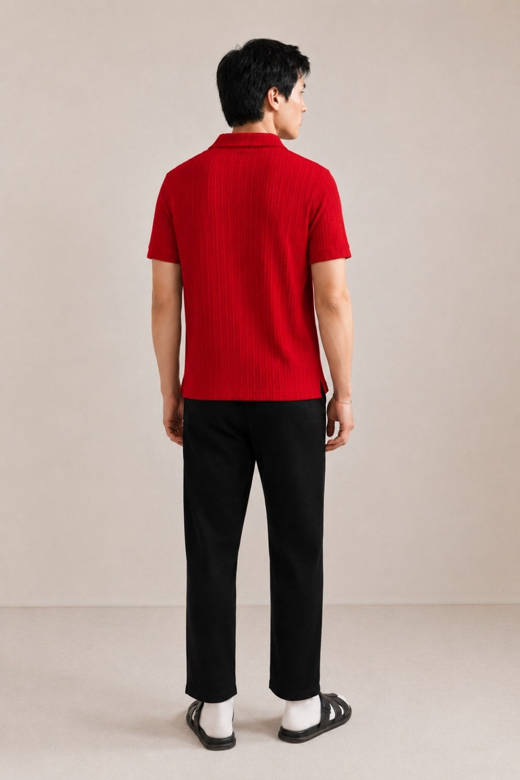CLASSIC JOHNNY COLLAR CABLE KNIT POLO