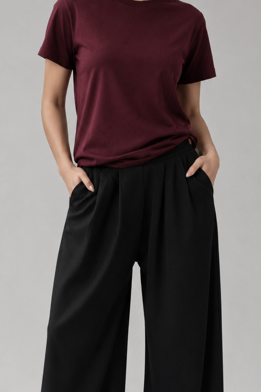 ELASTICATED SCUBA WIDE LEG PANTS