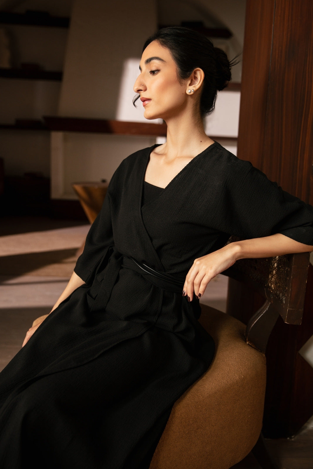 WRAP MIDI DRESS