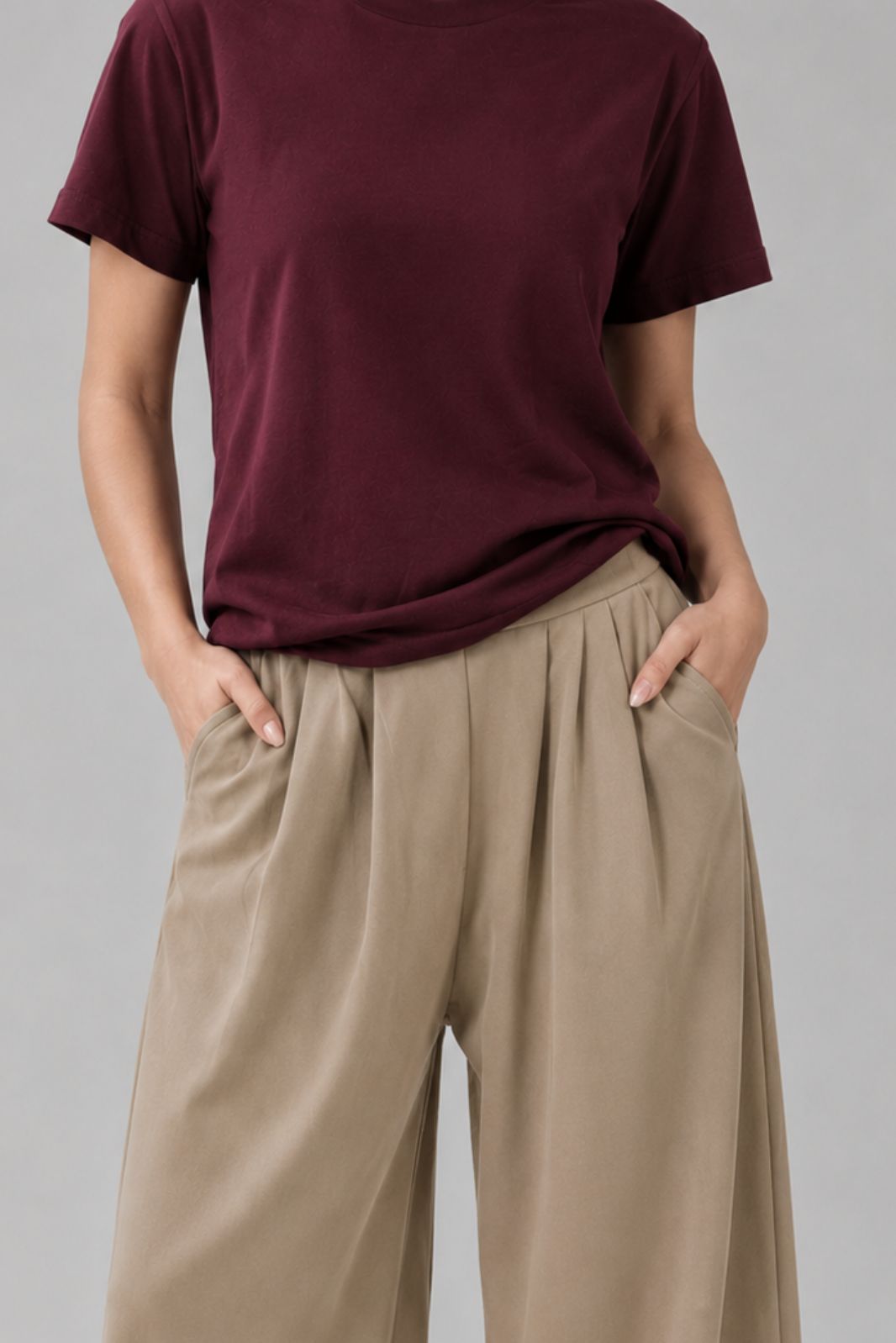 ELASTICATED SCUBA WIDE LEG PANTS