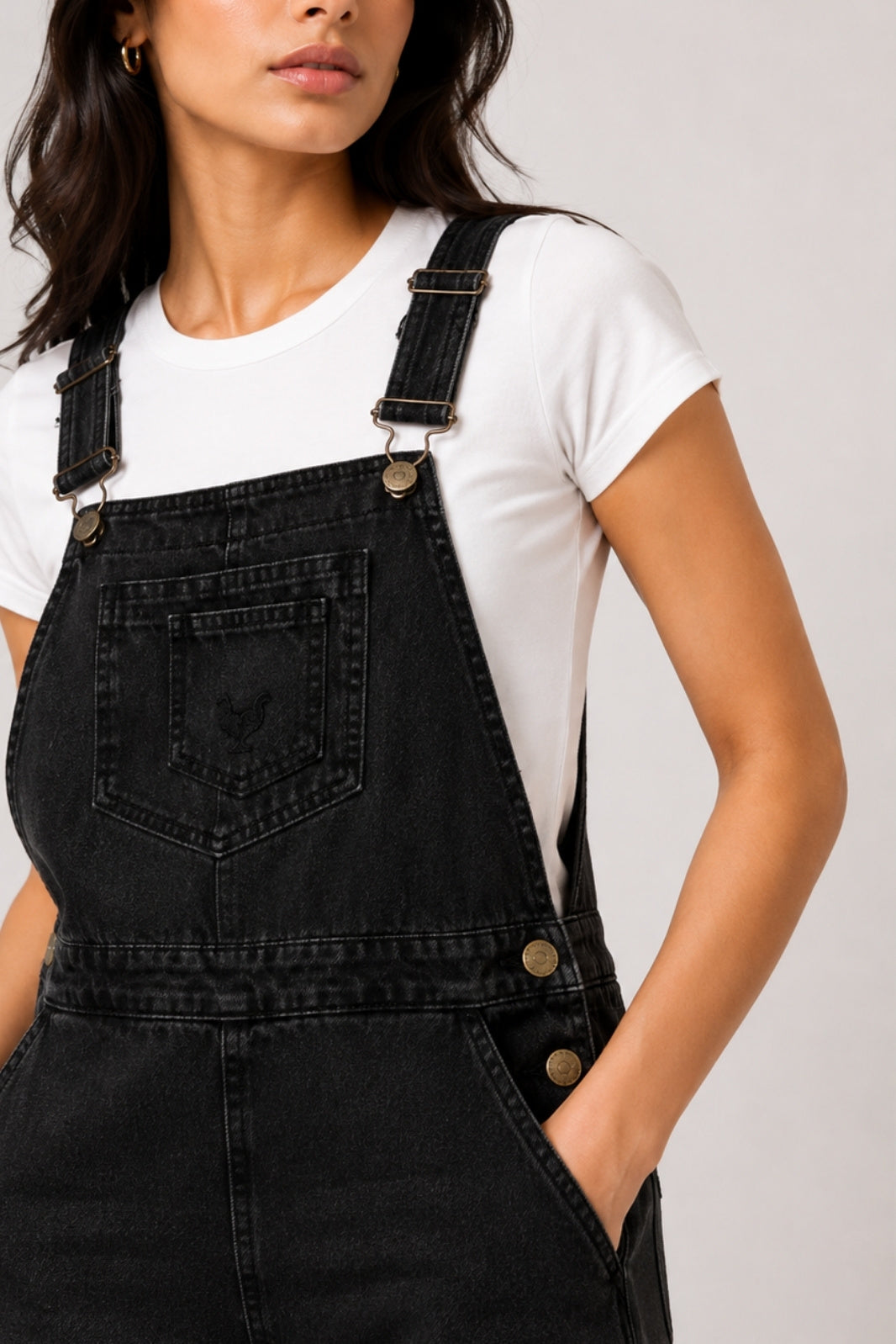 BLACK DENIM OVERALL