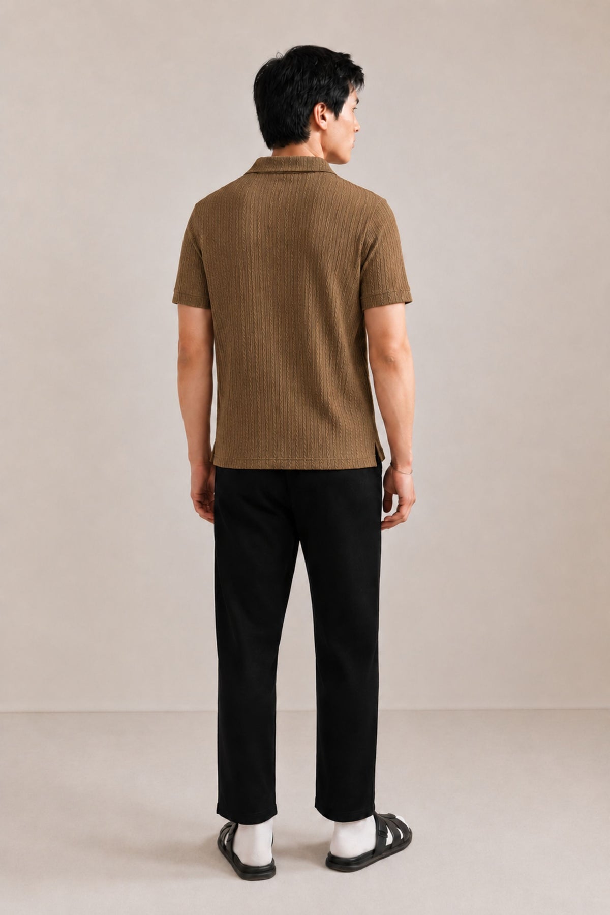 CLASSIC JOHNNY COLLAR CABLE KNIT POLO