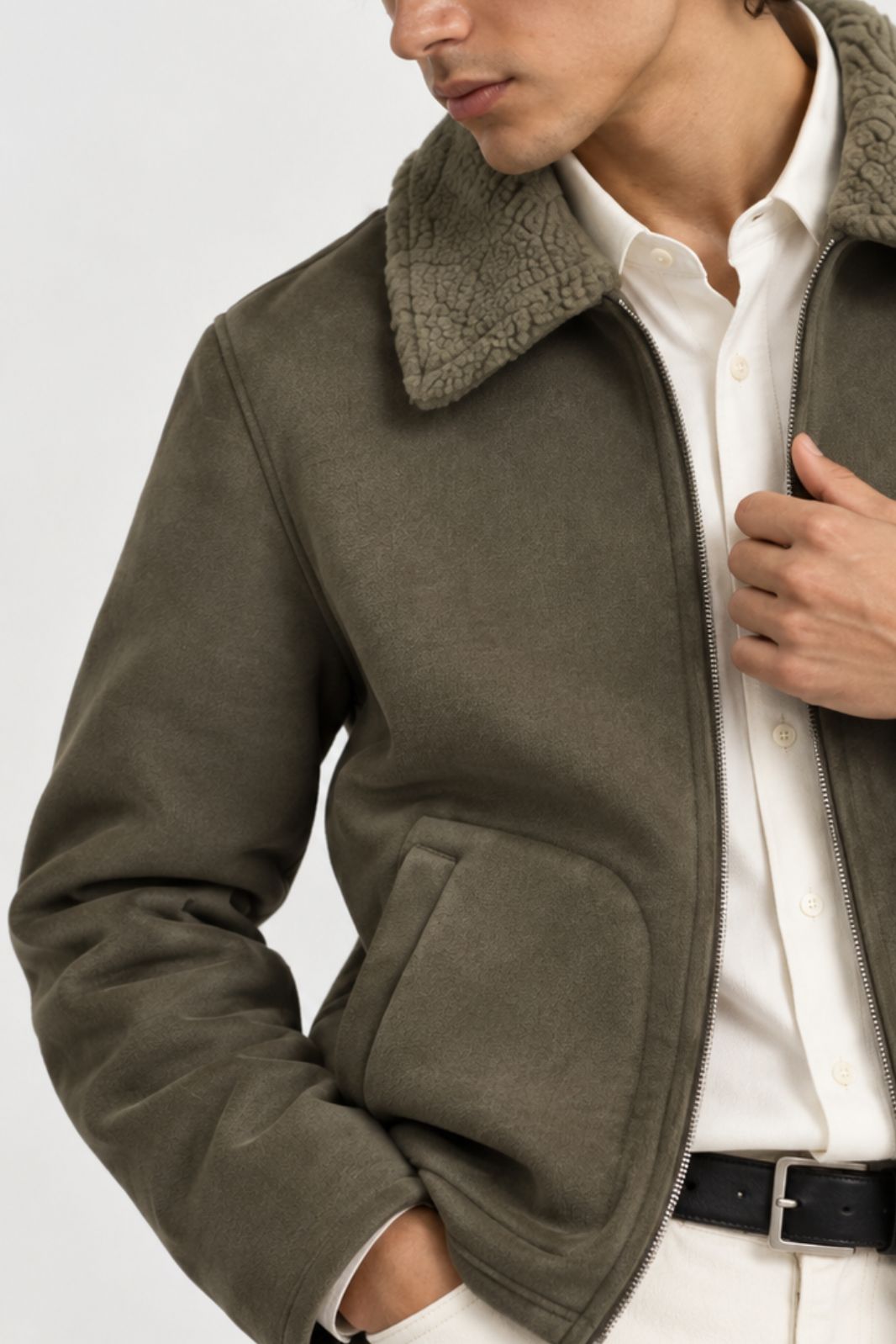 SHERPA COLLAR SUEDE JACKET