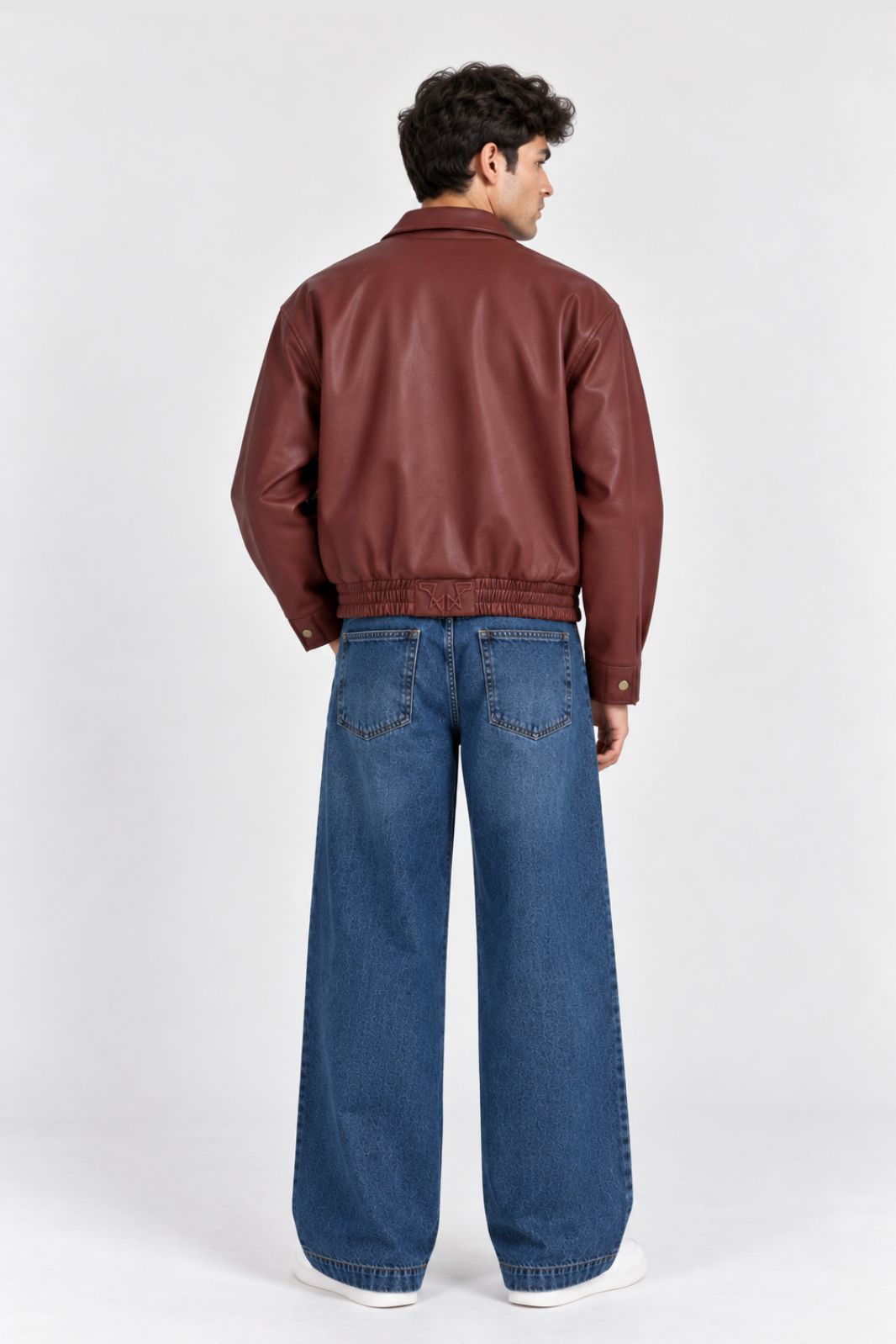 BOXY FIT CROPPED FAUX LEATHER JACKET