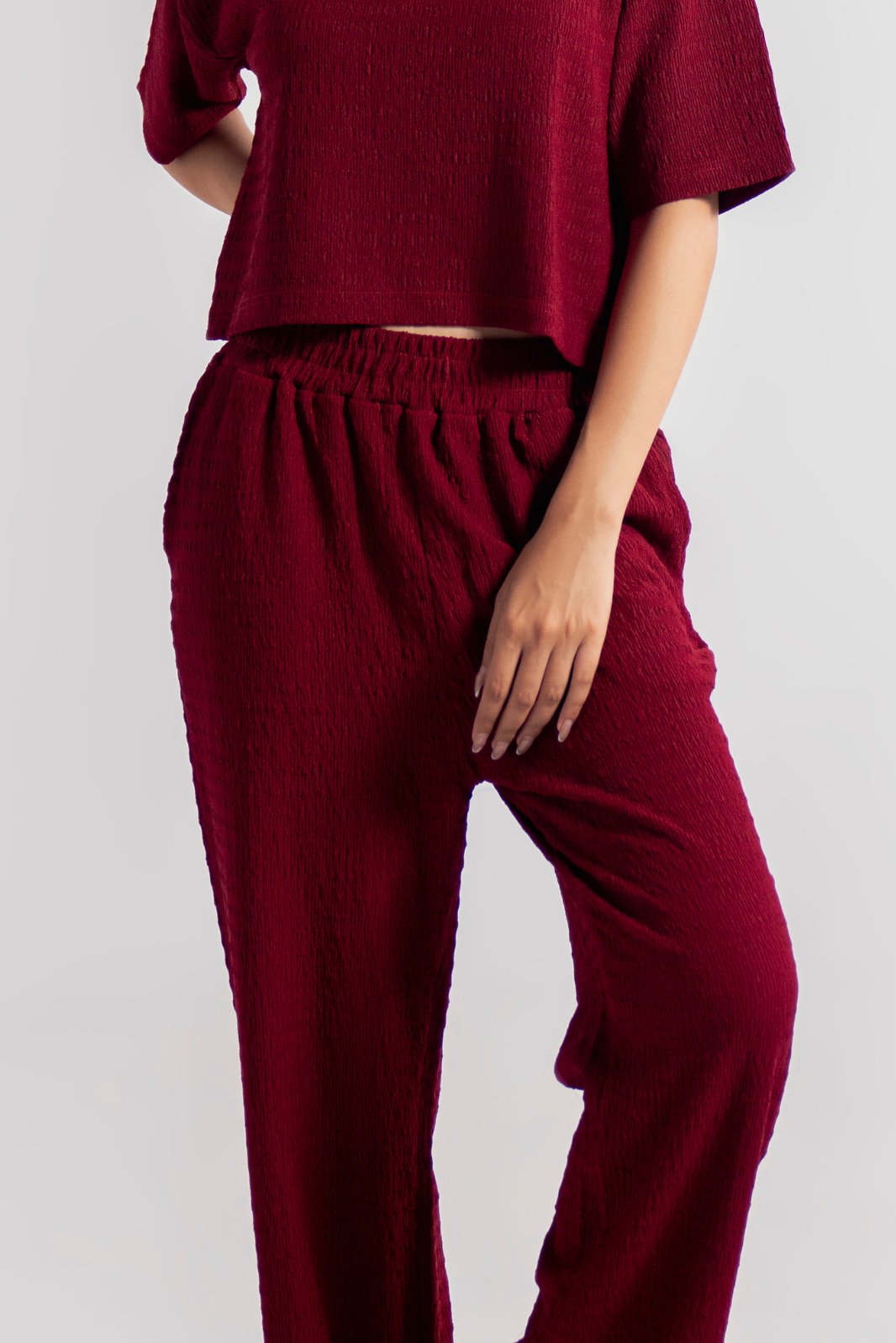 TEXTURED WIDE LEG PANT