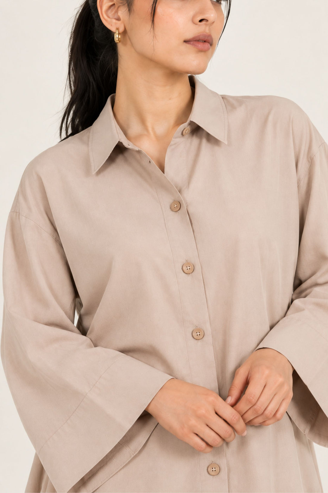 OPEN PLACKET BUTTON DOWN SHIRT