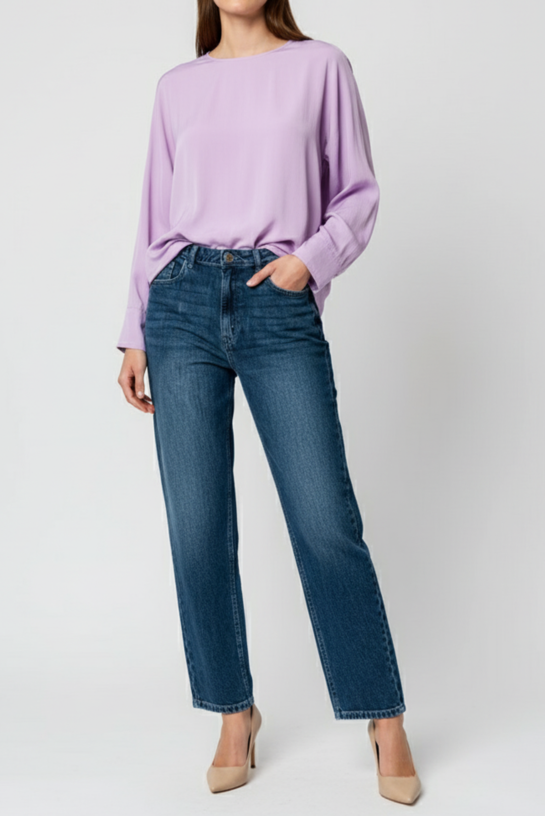 Dark Blue Straight Fit Jeans for Women
