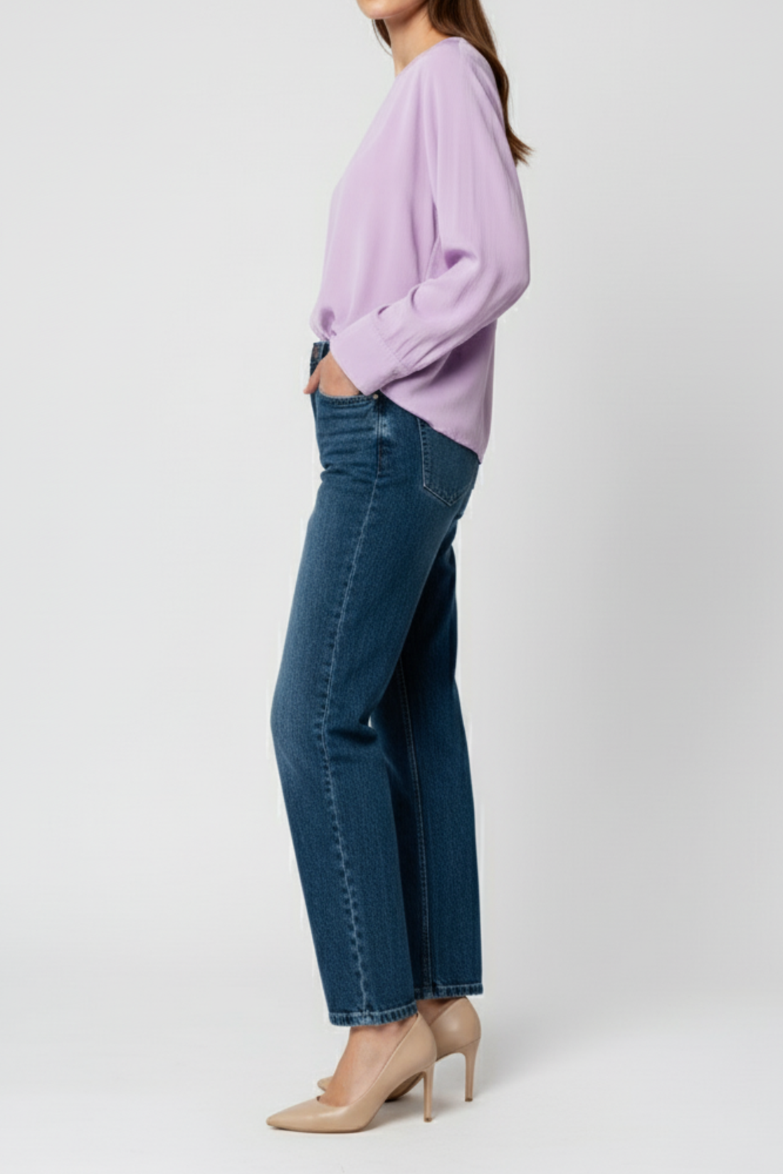 Dark Blue Straight Fit Jeans for Women