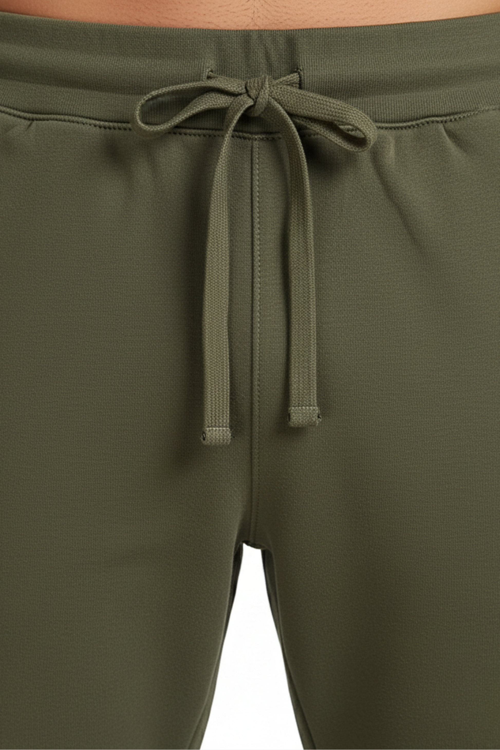 men’s winter trousers green elastic waist drawstring detail