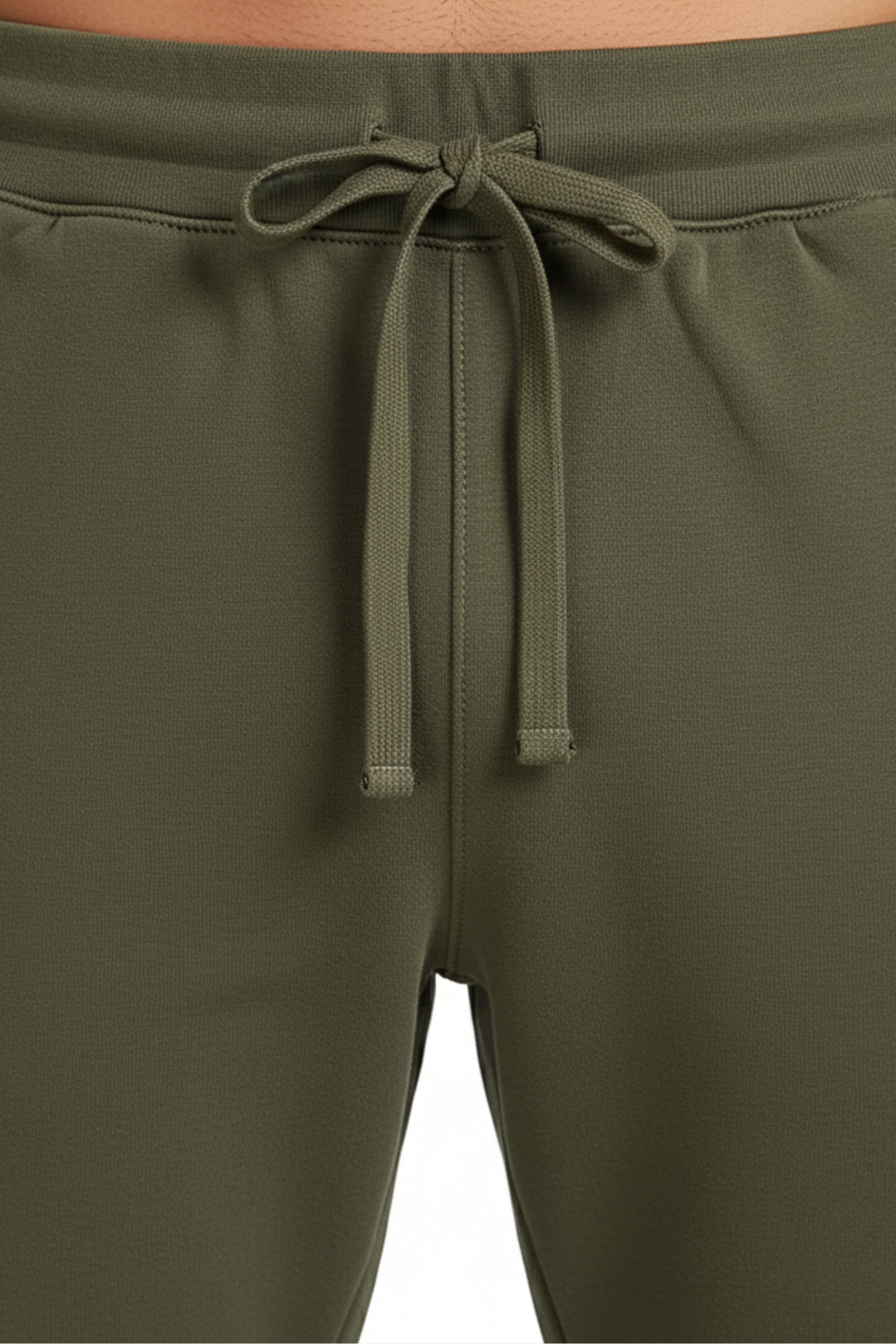 men’s winter trousers green elastic waist drawstring detail