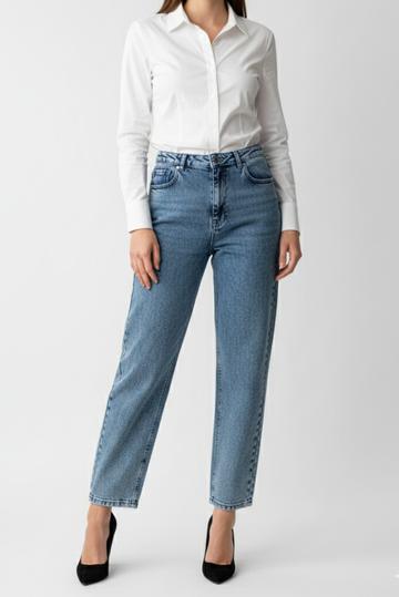 Blue Straight Fit Jeans for Women