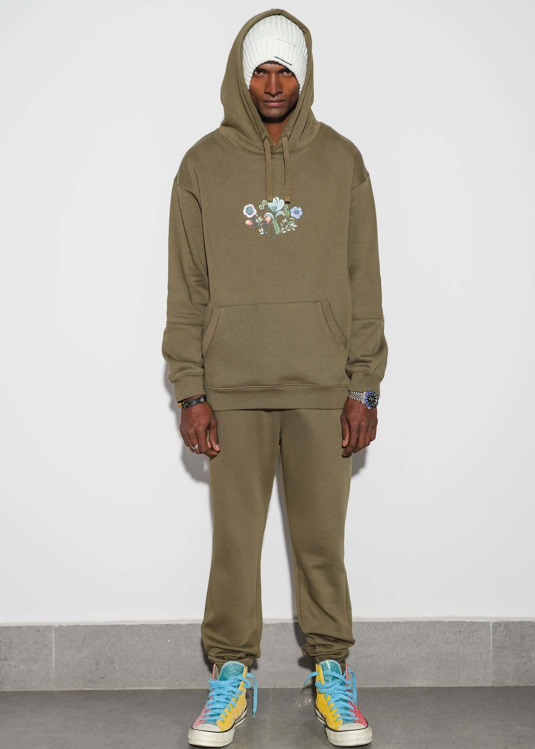 front view of a green hoodie for men from WearVerve