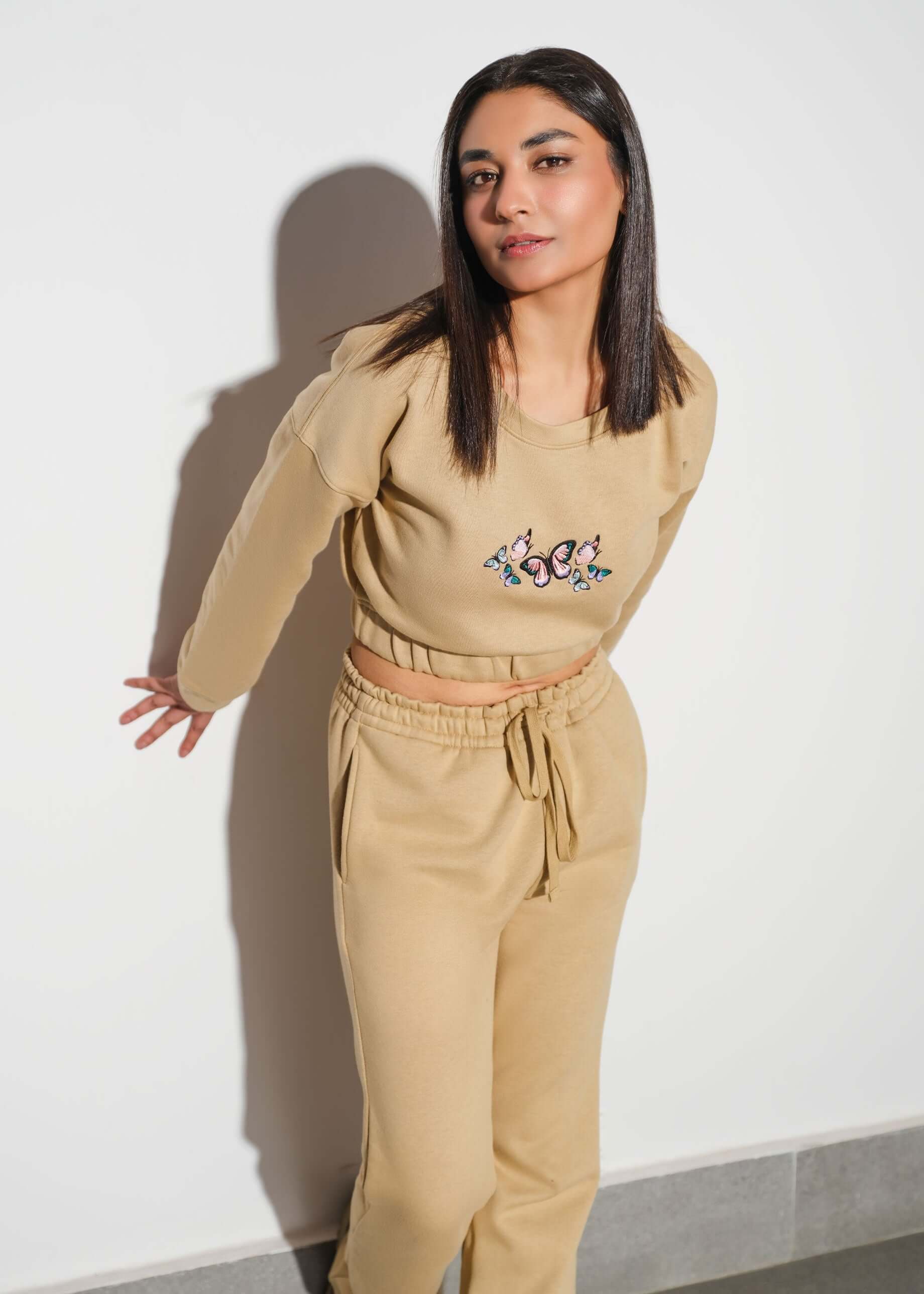 CROP SWEATSHIRT - KHAKI