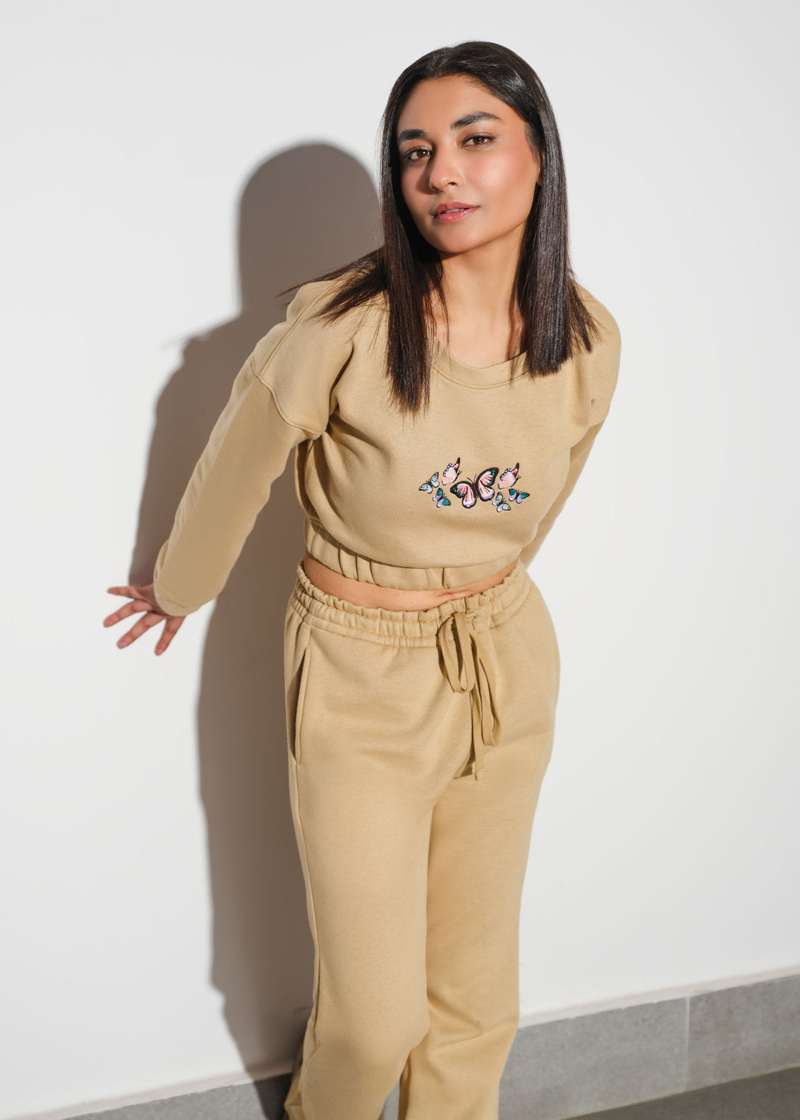 Crop top Sweatshirt Women Khaki - FW22015