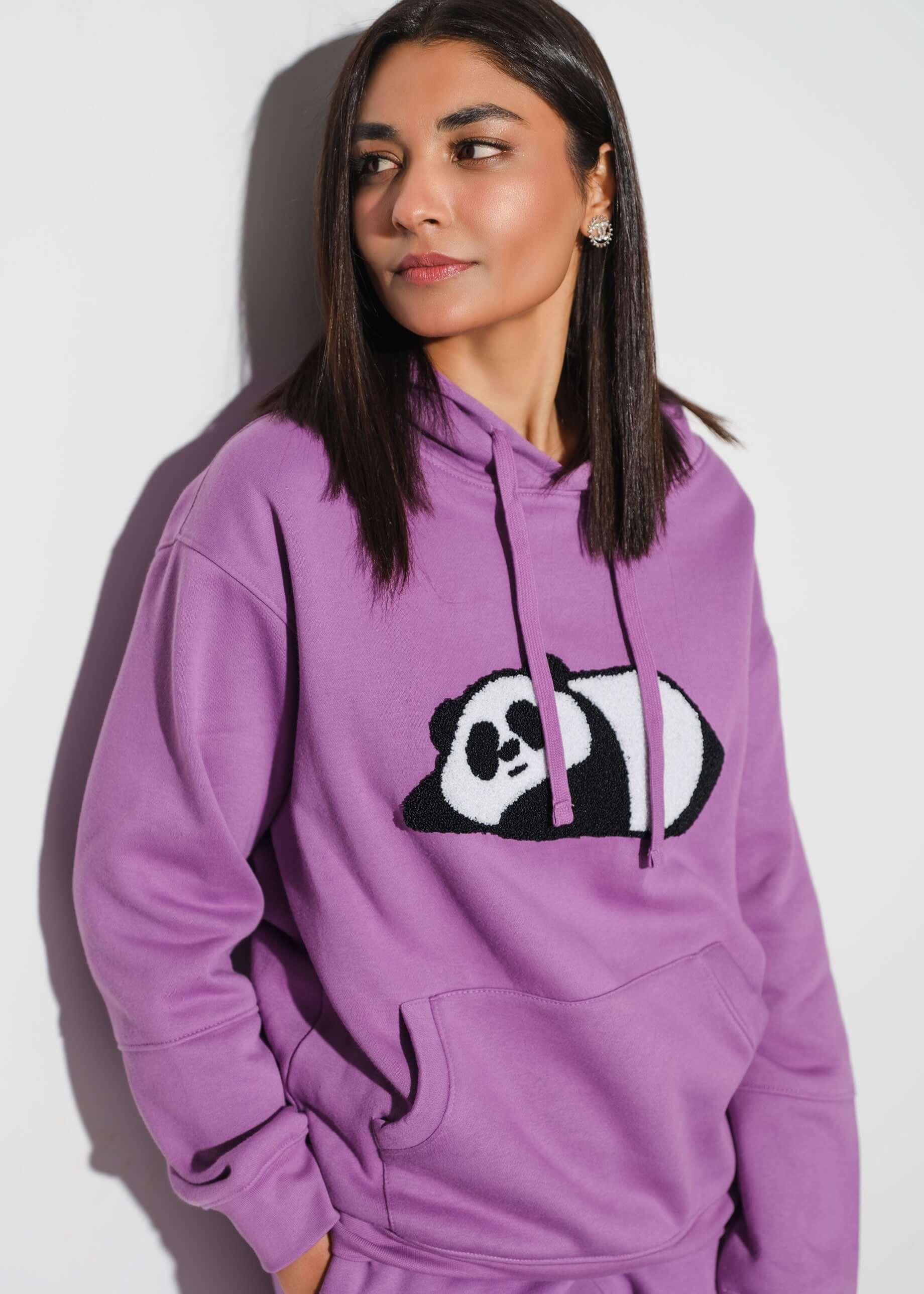 women wearing a drop shoulder hoodie by WearVerve in a casual style