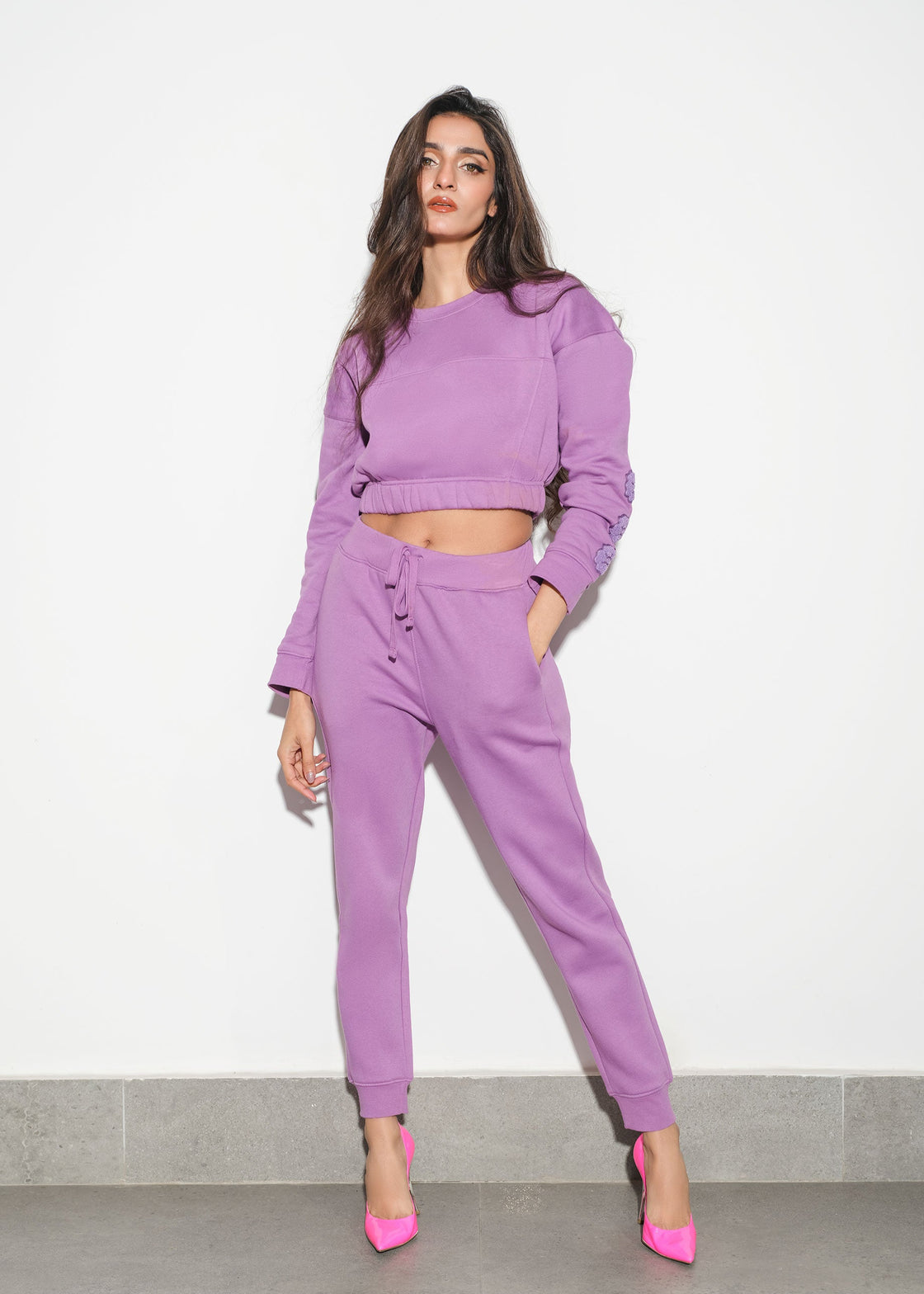 Crop top Sweatshirt Women Purple - FW22013