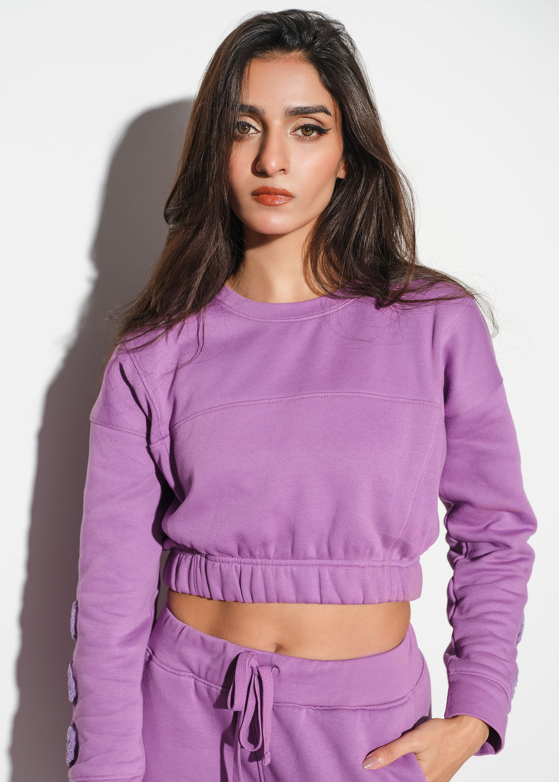 Crop top Sweatshirt Women Purple - FW22013