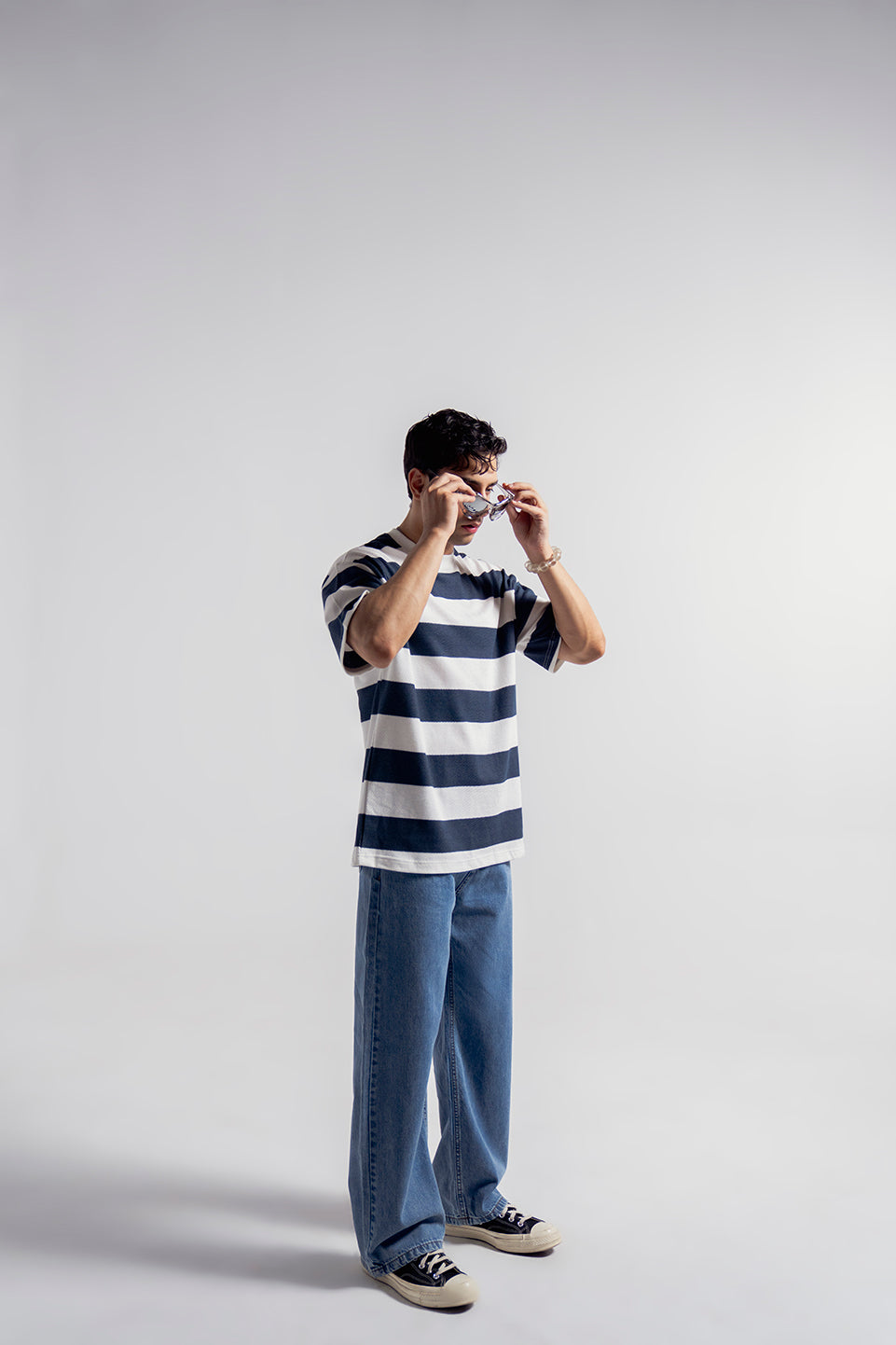 STRIPED PIQUE CREW TEE