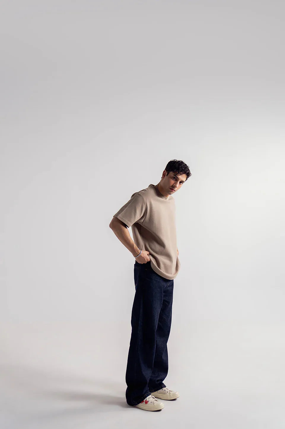Beige oversized t shirt for men loose fit Pakistan