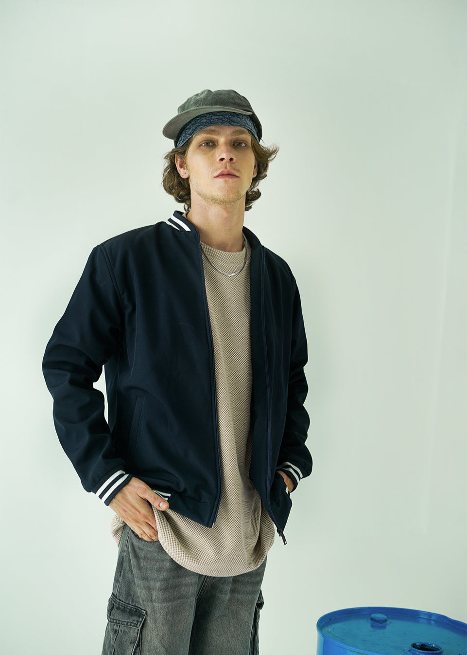 Midnight Blue Bomber Jacket