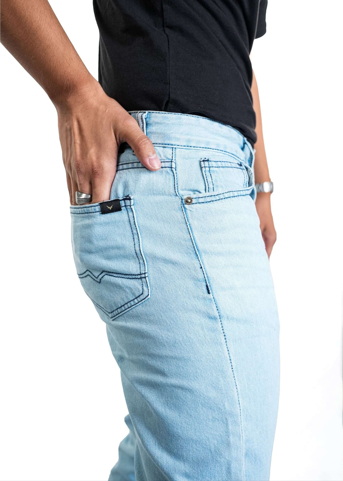 Light blue baggy fit denim jeans for men in Pakistan front view