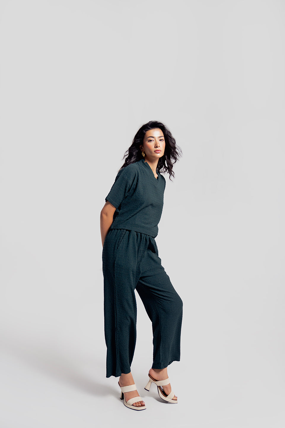 TEXTURED WIDE LEG PANT