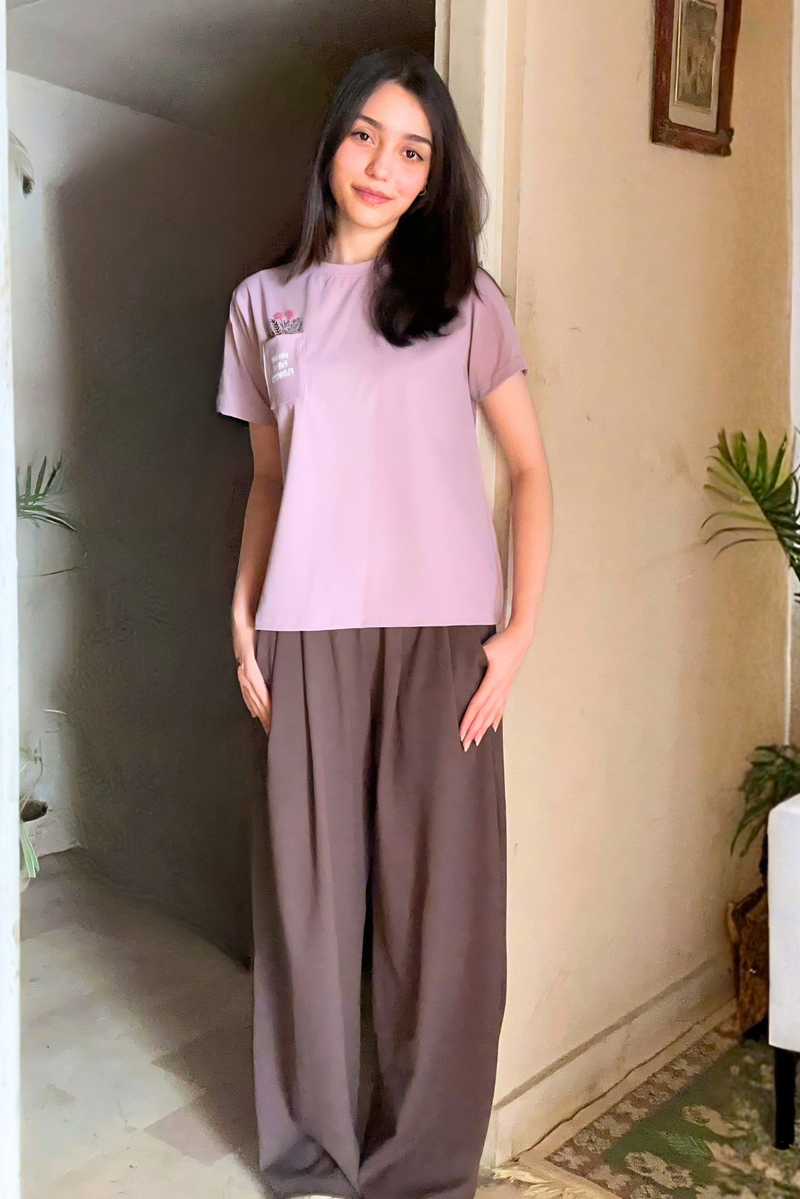 ELASTICATED SCUBA WIDE LEG PANTS