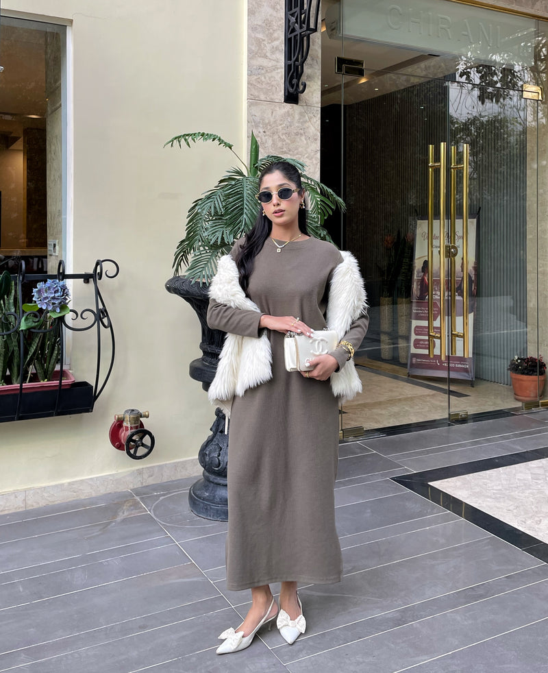 RIB KNIT MIDI DRESS