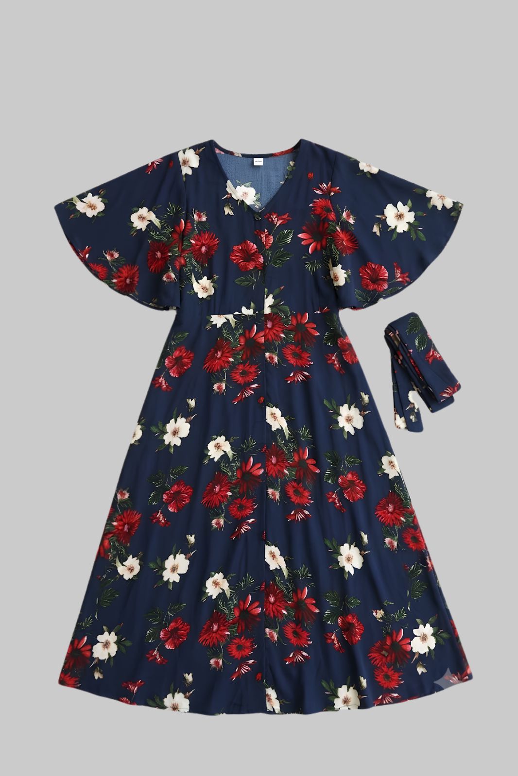 Midnight Blossom Kimono Dress