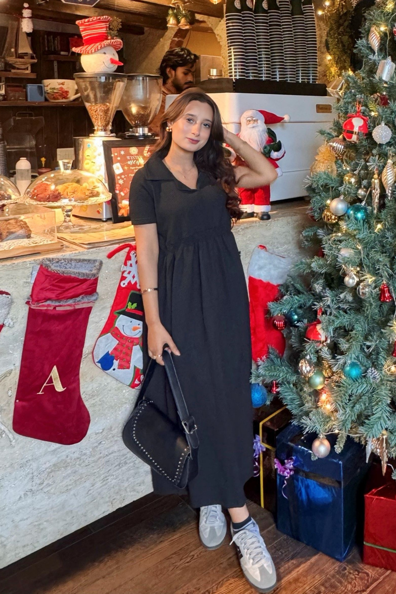 SMOCKED MIDI DRESS