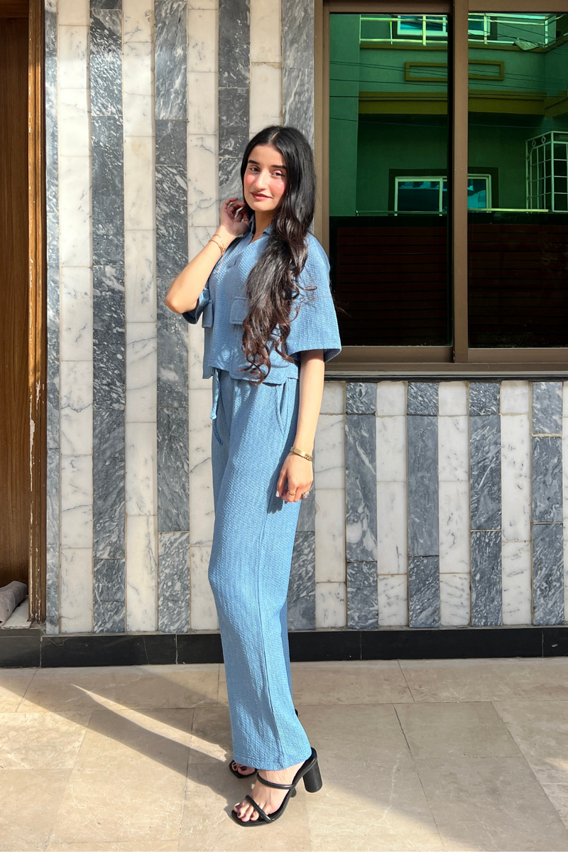 TEXTURED WIDE LEG PANT