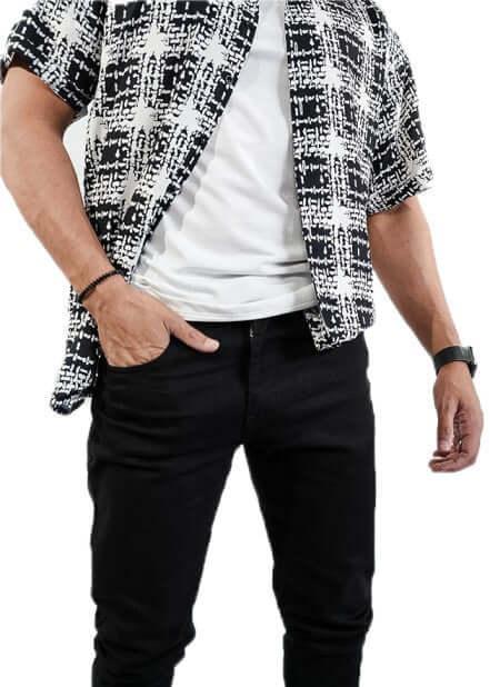 black denim jeans for men slim fit look